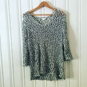 J. Jill black/white open knit pullover sweater
